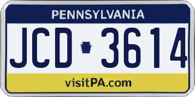 PA license plate JCD3614