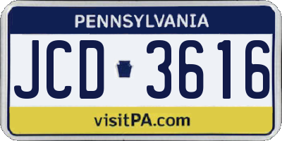 PA license plate JCD3616
