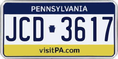 PA license plate JCD3617