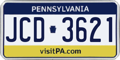 PA license plate JCD3621