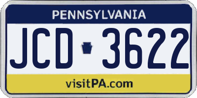 PA license plate JCD3622