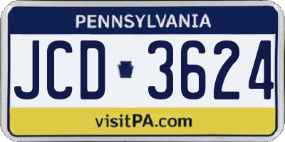 PA license plate JCD3624