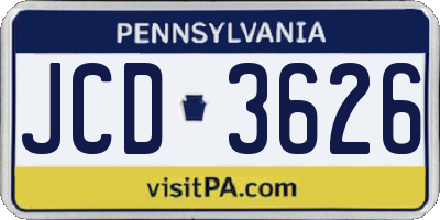PA license plate JCD3626