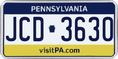 PA license plate JCD3630
