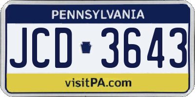 PA license plate JCD3643