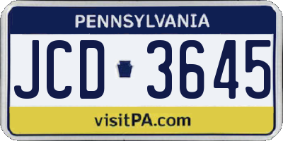 PA license plate JCD3645