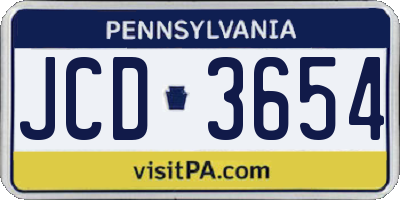 PA license plate JCD3654