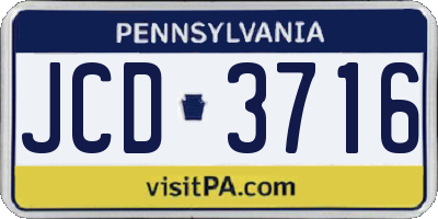 PA license plate JCD3716