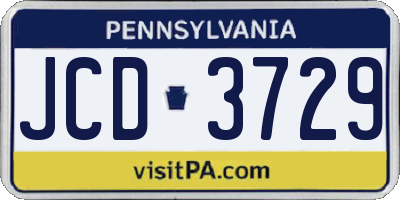 PA license plate JCD3729