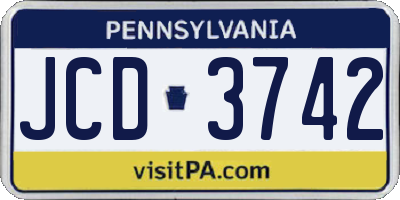 PA license plate JCD3742