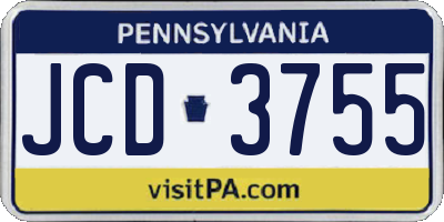 PA license plate JCD3755