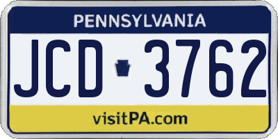 PA license plate JCD3762
