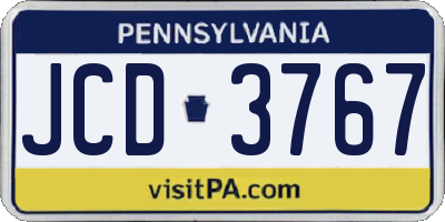 PA license plate JCD3767