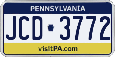 PA license plate JCD3772