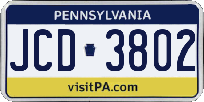 PA license plate JCD3802