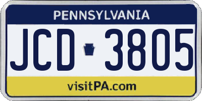 PA license plate JCD3805