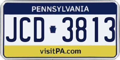 PA license plate JCD3813