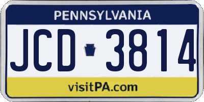 PA license plate JCD3814