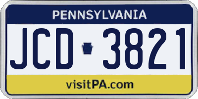 PA license plate JCD3821