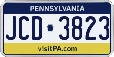 PA license plate JCD3823