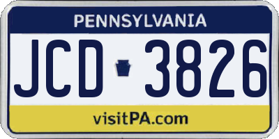 PA license plate JCD3826