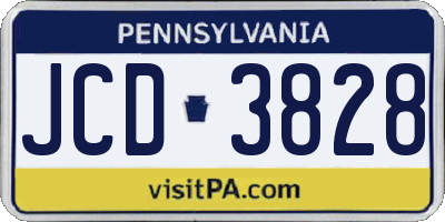 PA license plate JCD3828