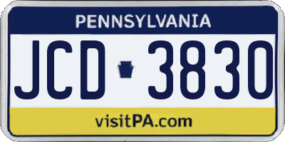 PA license plate JCD3830