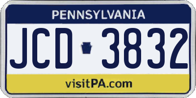PA license plate JCD3832