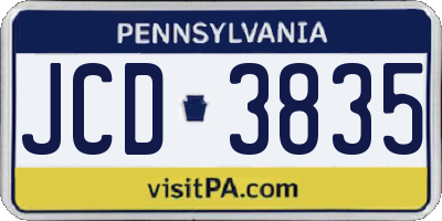 PA license plate JCD3835