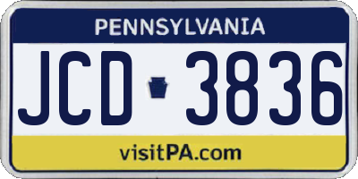 PA license plate JCD3836