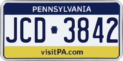 PA license plate JCD3842