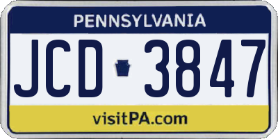 PA license plate JCD3847