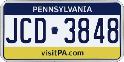 PA license plate JCD3848