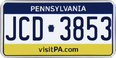 PA license plate JCD3853