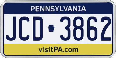 PA license plate JCD3862