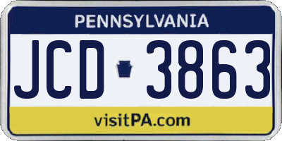 PA license plate JCD3863