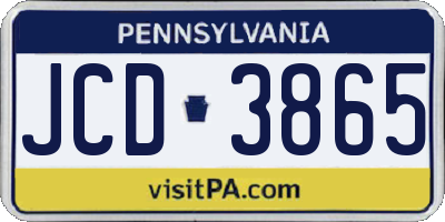 PA license plate JCD3865