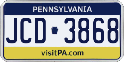 PA license plate JCD3868