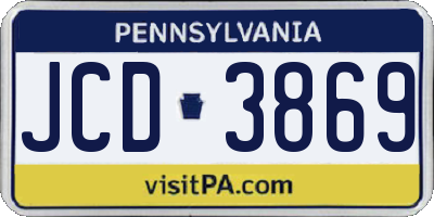 PA license plate JCD3869