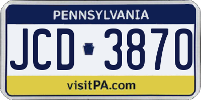 PA license plate JCD3870