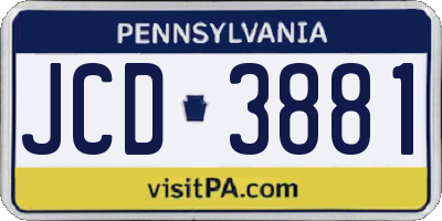 PA license plate JCD3881
