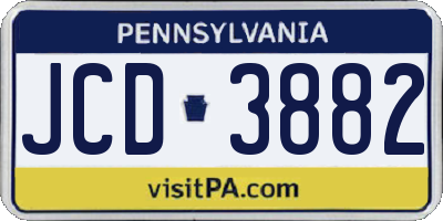 PA license plate JCD3882