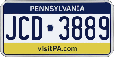 PA license plate JCD3889