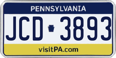 PA license plate JCD3893