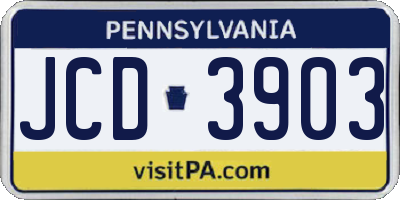 PA license plate JCD3903