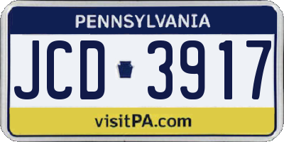 PA license plate JCD3917