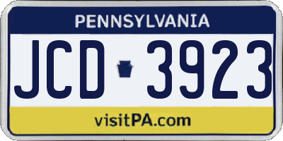 PA license plate JCD3923