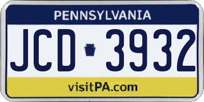 PA license plate JCD3932
