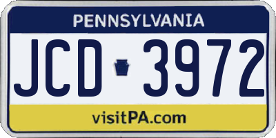 PA license plate JCD3972
