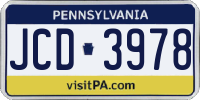 PA license plate JCD3978